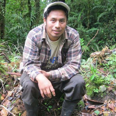 Edguardo, CONAP Biologist, taking a breather on the long and steep trail into Quatro Chorros